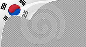 Curled corner South Korea  flag isolated  on png or transparent  background,Symbols of  Seoul  South Korea   template for banner,