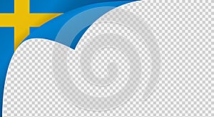 Curled corner Sweden flag isolated  on png or transparent  background,Symbols of Sweden template for banner,card,advertising ,