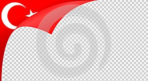 Curled corner Turkey flag isolated  on png or transparent  background,Symbols of Turkey template for banner,card,advertising ,