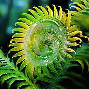 Curled Fern Fronds Unfurling