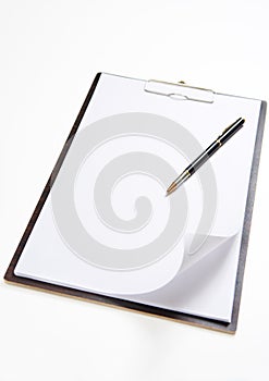 Curled page on clipboard