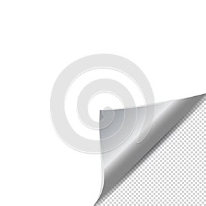 Curled Paper Sheet Corner With Shadow - Vector Illustration With Transparent Background