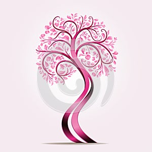 Curled Pink Charm White Isolation