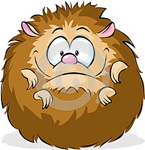 Curled up hedgehog on white background - funny vector cartoon