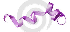 Curled violet silk ribbon