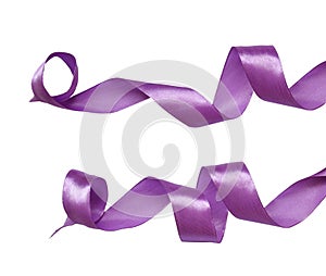 Curled violet silk ribbons