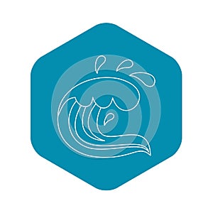 Curling and cracking wave icon, outline style