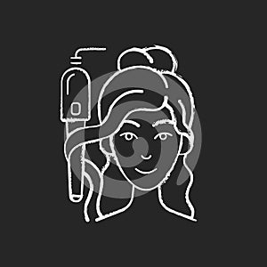 Curling iron chalk white icon on black background