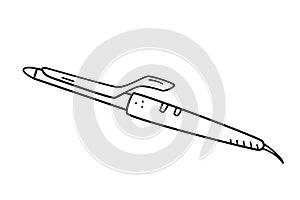 Curling iron, professional hair styling. vector illustration of folded scissors, doodle style, isolated on white