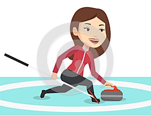 Curling player playing on the rink.