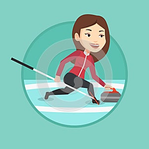 Curling player playing on the rink.