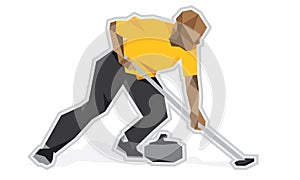 Curling player sports vector design