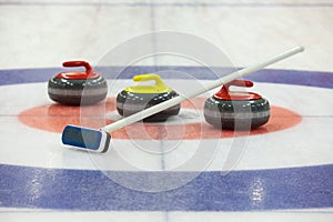 Curling rocks on ice