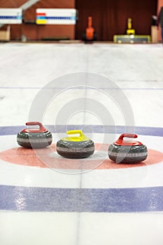 Curling rocks on ice