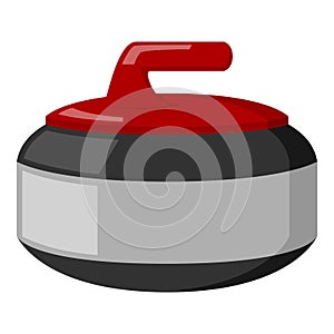 Curling Stone Flat Icon Isolated on White