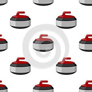 Curling Stone Flat Icon Seamless Pattern