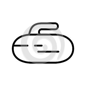 Curling Stone icon. Linear logo of winter Olympic game. Second name granite rock. Black simple illustration. Contour isolated