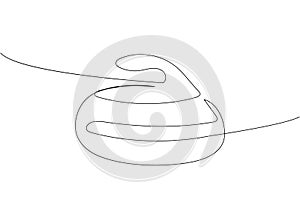 Curling stone one line art. Continuous line drawing of sport, winter, match, player, sports, activity, rink, game, rock