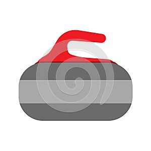 Curling stone red isolated equipment ball sport vector icon. Game winter rock granite handle sphere club silhouette