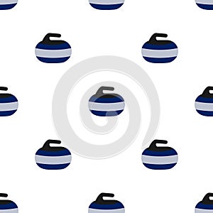 Curling stone vector seamless pattern. Simple curling rock icons isolated on a white background. Winter sport wallpaper