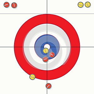 Curling stones on ice, vector