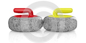Curling stones on white background. Isolated 3D illustration