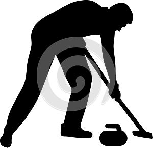 Curling Sweeper Silhouette