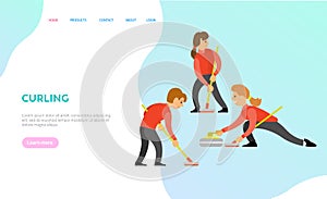 Curling Team, People Playing Game Together Web