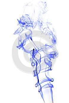 Blue smoke on white background, texture abstract