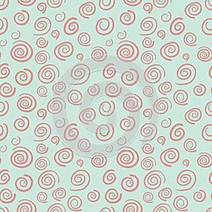 Curls seamless vector pattern in old-fashioned sty