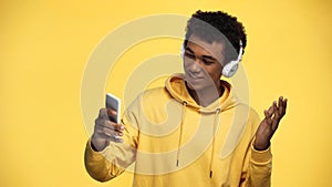 curly african american teenage boy isolated
