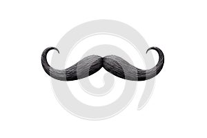 Curly black mustache isolated on a white background.