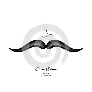 Curly black vintage mustache, moustache or whisker