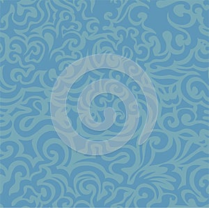 Curly blue seamless pattern