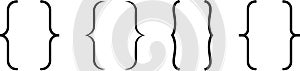 Curly braces, double symmetric brackets. Vector Typography symbols pair, frames for punctuation, maths, elements