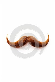 Curly brown mustache isolated on a white background