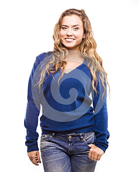 Curly brunette with long hair