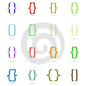 Curly colored bracket icon set