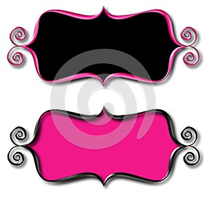 Curly Frame Modern Pink Black Tag