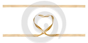 A curly gold heart shape ribbon for Christmas and valentines banners