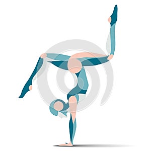 Curly gymnastics, yoga, acrobatics, smooth shapes vector silhouette of flexy athletic girl