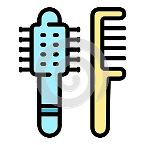 Curly hair comb icon vector flat