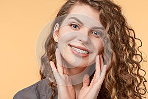 Curly hair woman with brackets