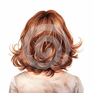 Curly Haired Girl Back View Illustration With Photorealistic Detail