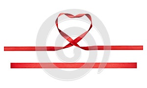 A curly heart shape red ribbon for Christmas and Valentines banner.