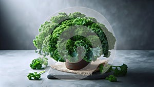 A curly kale microgreens bunch, Ai generated image