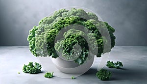 A curly kale microgreens bunch, Ai generated image