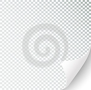 Curly Page Corner realistic illustration. Curled corners set. Paper page curl corner, flip turn fold sheet. Sticker
