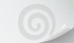 Curly Page Corner realistic illustration. Curled corners set. Paper page curl corner, flip turn fold sheet. Sticker