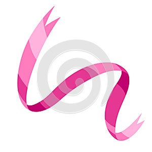 Curly pink ribbon. Beautiful decorative elegant tape.